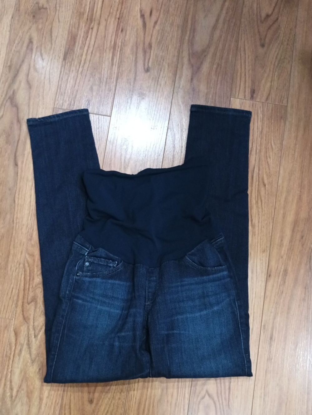 Ag Adriano Goldschmied Dark Blue Maternity Skinny Jeans with Black Panel
